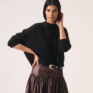 Anthropologie Alani Black Mock Neck Sweater